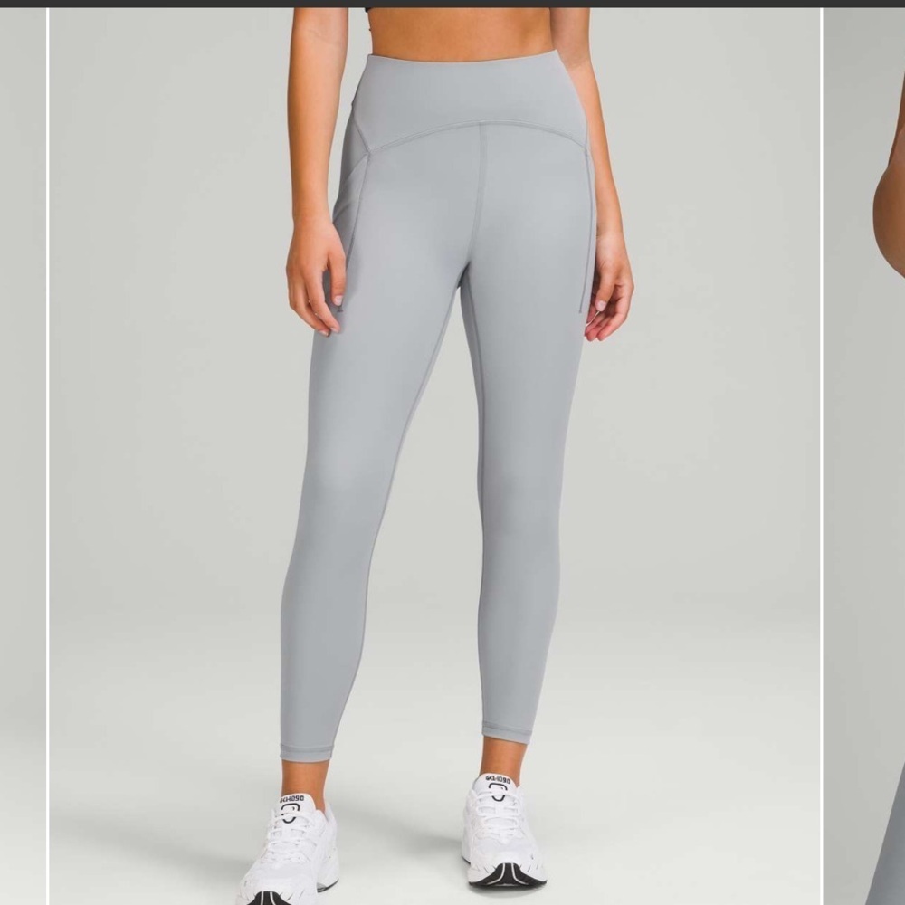 Lululemon Power Thru High Rise Tight 25” Rhino Grey Size 12 Pockets - Picture 1 of 5